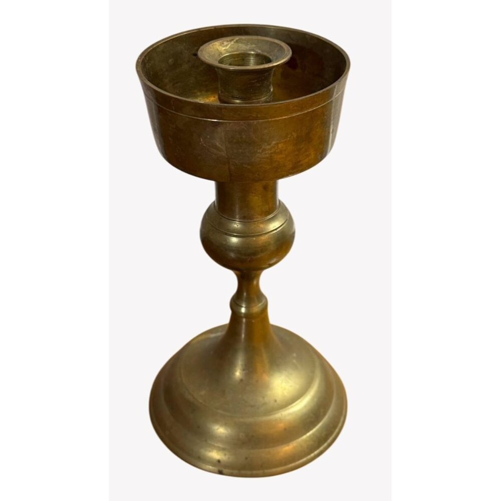RIH‎ Solid Brass Candle Holder Candlestick Made In India 7 1/2" x 4"